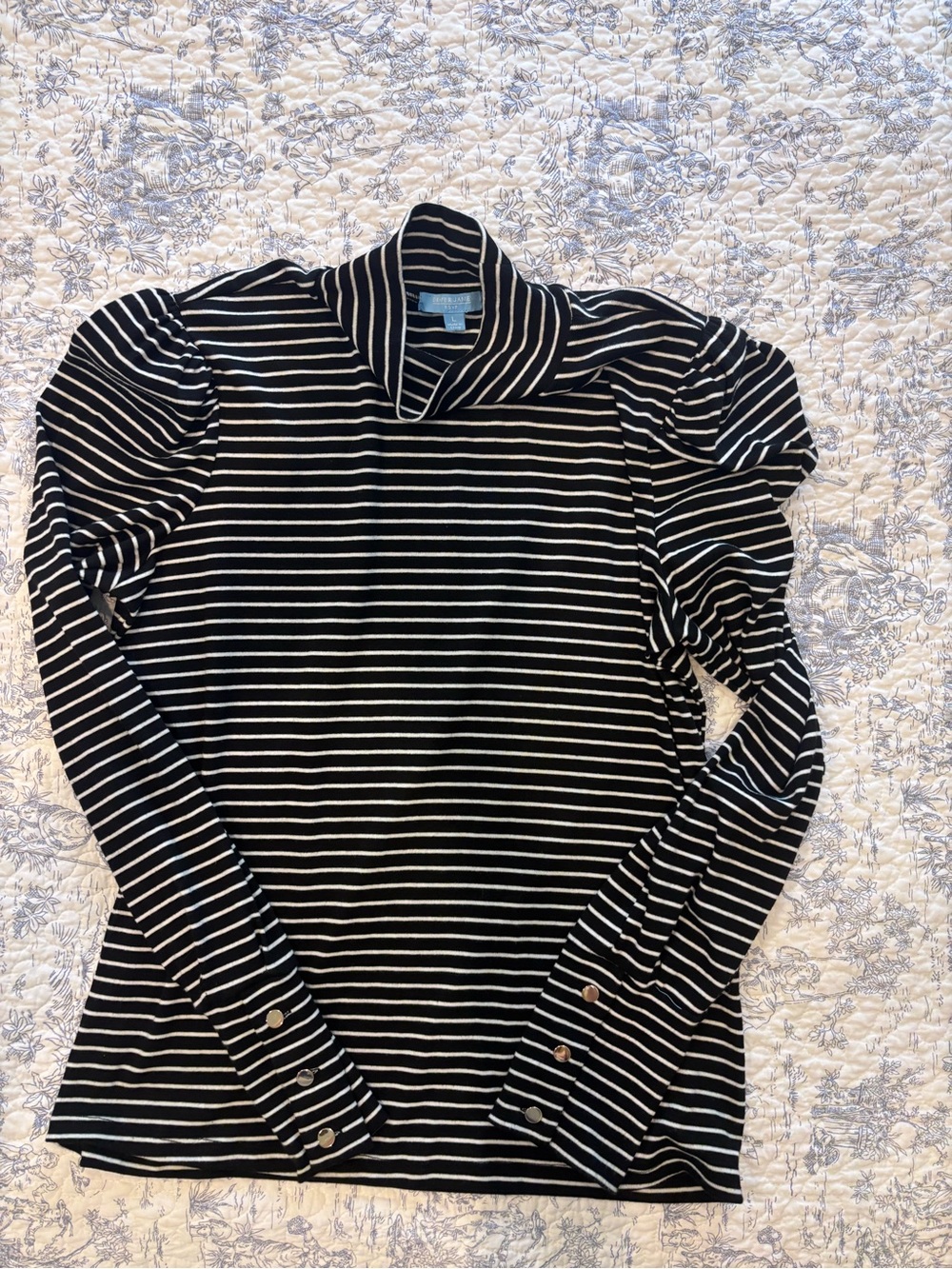 Draper James Black and White Striped  top